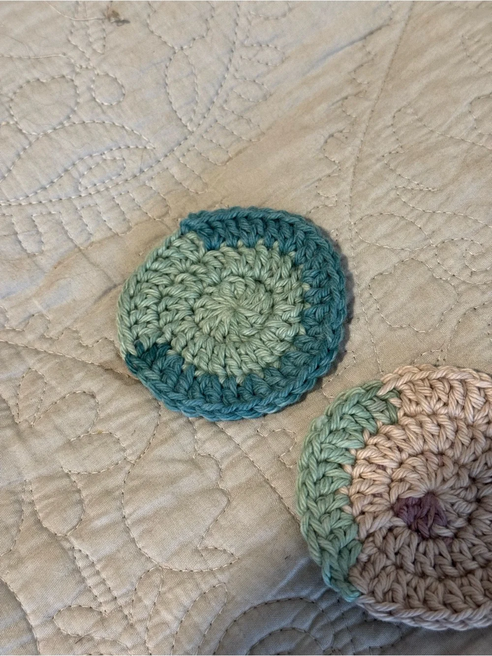 Handmade Crochet Cotton Rounds - Mint, Teal, & Cream